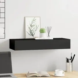 vidaXL Wandregal mit Schublade 60 x 23,5 x 10 cm Schwarz
