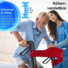 Kesser Leichtgewicht Rollator faltbar mit Sitz rot Gehhilfe