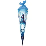 Goldbuch Schultüte 85 cm Weltraum, Zuckertüte 6-eckig, Geschenktüte mit Raumschiff-Motiv, Geschenkverpackung aus Lackkarton, Einschulungstüte mit gelbem Netzverschluss, ca. 85 x 24 x 20 cm