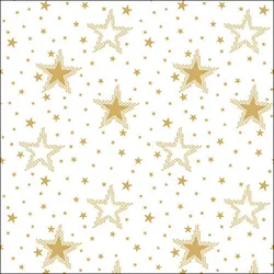 Ambiente 20 Servietten Papier 33x33cm 3-lagig - hochwertige Einweg Papierservietten goldene Sterne Muster festlich Tischdeko Weihnachten Silvester Geburtstag