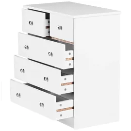 FineBuy Kommode 60 x 70 x 35 cm weiß 5 Schubladen