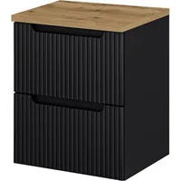 [en.casa] Waschtischunterschrank Skelbolu 50x60x40 cm Schwarz/Eiche