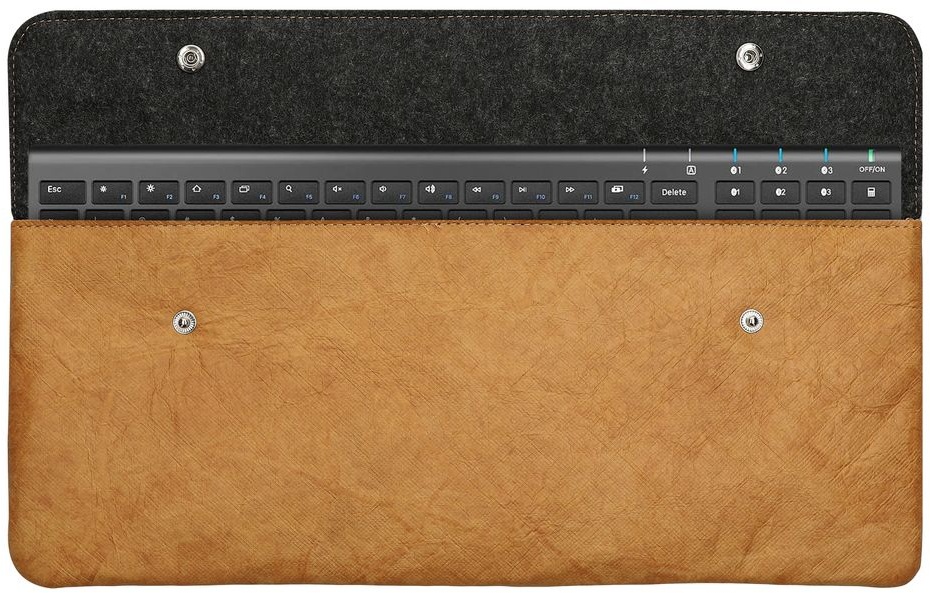 kwmobile Tastatur Tasche kompatibel mit iClever BK10 Bluetooth - Keyboard Case Sleeve in Papier Optik - Hülle in Braun