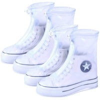 2 Paire wasserdichte PVC-Überschuhe Weiße rutschfeste Überschuhe Transparente wasserdichte Überschuhe Wiederverwendbare Faltbare Regenstiefel Schuhe Geeignet für Schuhe(XL/40-41)