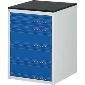 NW NORDWEST Schubladenschrank Bk 650 H820xb580xt650mm grau/blau 5 Schubl.einfach.tecwerk