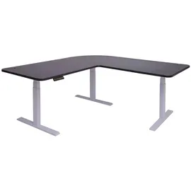 Mendler Eckschreibtisch HWC-D40 Schwarz / Grau