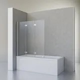 Schulte Home Schulte Duschabtrennung für Badewanne Valet, 130 x 142 cm, 3-teilig, 5 mm Sicherheitsglas (ESG) Klar hell, Profile und Scharniere in Chromoptik - Silber