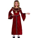 FIESTAS GUIRCA Mittelalterliches Prinzessin Kostüm Mädchen – Rotes Kleid mit goldenen Verzierungen für Mädchen von 10-12 Jahren