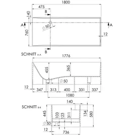 Steinberg Serie 490 Freistehende Badewanne 76 x 180 cm (4909200W)