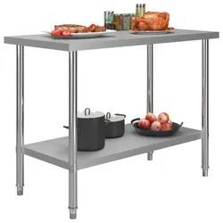 DELUKE® Edelstahl Arbeitstisch KUGO 120x60x85cm, Edelstahl Gastro-Arbeitstisch Arbeitsfläche Gastro-Küchentisch Küchen-Arbeitstisch