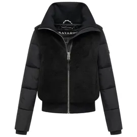 Navahoo Damen, Teddy-Fleecejacke warme Winterjacke mit hohem Kragen Teddyzone 14 Black Gr. XL - XL