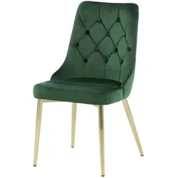 VelvetDeluxe Esszimmerstuhl Velour grün, Messing dekor.