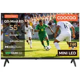coocaa 55 Zoll (139cm) QD-MiniLED 4K UHD Smart TV – Google TV, 93% DCI-P3, HDR10+, Dolby Digital Plus, Triple Tuner, Bluetooth | Perfekt für WM ... - Schwarz