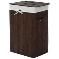 Homcom Wäschekorb mit Deckel 72L, Dunkelbraun