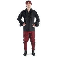 HEMAD Vampir-Kostüm Rüschenhemd Isenhart, Renaissance-Hemd mit Rüschen schwarz XXXL