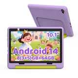 BUFO 10 Zoll Android 14, 8(3+5)GB+64GB, Elternkontrolle, langlebig Kinder Tablet (10", 64 GB, Android 14, mit Kindersicherung APP, Augenschutz-Display, robuste) lila