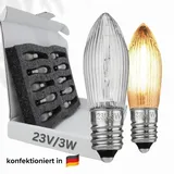 berglämpl 10x E10 23V/3W Ersatzlampe für Schwibbogen, Lichterketten u.ä., 2000 K warmleuchtend, dimmbar
