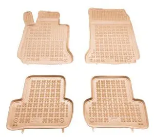 Gummifußmatten für MERCEDES C‐Klasse W204 (2007–2014) – Wannen‐Typ, beige