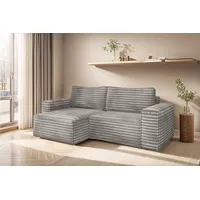 Fun Möbel Ecksofa Schlafsofa MADLEN Stoff Velo Grau Ottomane