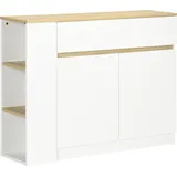 HOMCOM Sideboard, Küchenschrank mit Schublade, 3-Stufigem Regal, Aufbewahrungsschrank mit Kippschutz, Wohnzimmerschrank für Küche, Weiß, 110 x 29,5 x 82 cm   Aosom