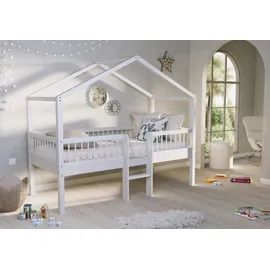 Vipack Hausbett Forrest 90 x 200 cm Buche massiv weiß lackiert