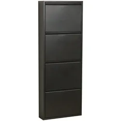 Pisa Schuhschrank mit 4 Klappen/ Türen in Metall schwarz.Fertig montiert.