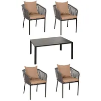 MCW Sitzgruppe MCW-N41-4, (Set, 5-tlg., 5-teilig), Witterungsbeständig und besonders pflegeleicht grau