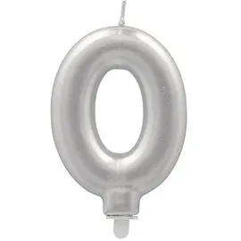 Papstar Zahlenkerze mit Halter 7 cm 2 St. Silber