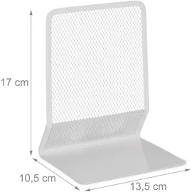 Relaxdays Buchstütze Metall 13,5x10,5 cm Weiß 2 St.