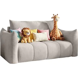 WFL GROUP SCHLAFSOFA Lilo mit Bettkasten, Hellgrau Cordstoff 120/86/101 cm