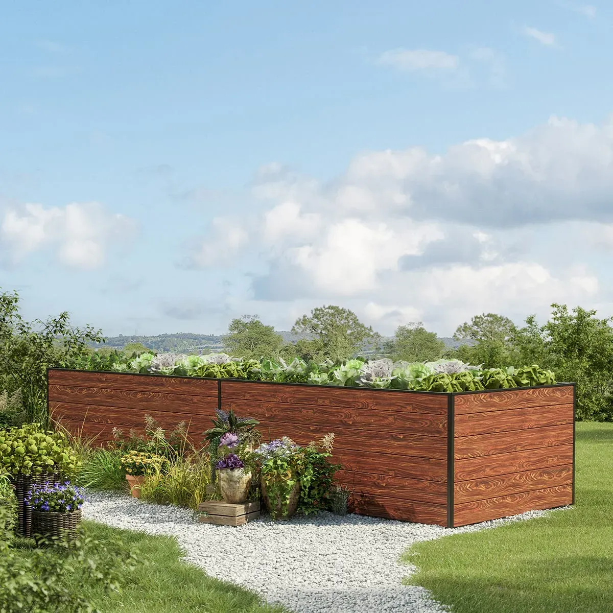 GFP Kingsize 387 x 77 x 77 cm Hochbeet, Holzoptik - (GFPV00402)