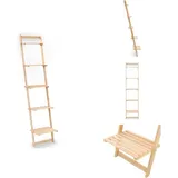 Leiterregal Zedernholz 41,5x30x176 Cm - Leiterregal - Wandregal - Holzregal - Zedernholzwandregal - Blumenregal