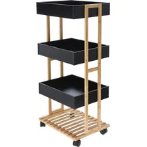 Wellhome Bambus-Aufbewahrungswagen 40 x 30 x 87,5 cm 1-tlg. schwarz