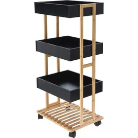 Wellhome Bambus-Aufbewahrungswagen 40 x 30 x 87,5 cm 1-tlg. schwarz