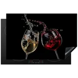 MuchoWow Herd-Abdeckplatte Rotwein - Weißwein - Glas - Schwarz, Vinyl, (1 tlg), Küche Herdabdeckplatte Ceranfeld Vinyl Einteilig, 80x52 cm 80 cm x 52 cm x 0.2 cm