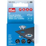 Prym 542414 Ösen mit Scheiben Nachfüllset, 5 mm, silberfarbig