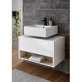 PLACES OF STYLE »Studio Line, Badschrank in Hochglanz Weiß, Waschtisch« in zwei Farben verfügbar, ausreichend Stauraum