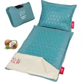 Northwall Akupressurmatte Set, Eco Massagematte mit Kissen, Tuch & Tasche, Hilfe bei Rückenschmerzen, Streß & Verspannungen, Massage Matte mit Kissen & Tasche, Akupunkturmatte