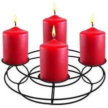 Spetebo Adventskranz aus Metall in schwarz mit Piks - 29 cm - Kerzenständer mit 4 Haltern für Echtwachs Kerzen - Weihnachten Advent Winter Tisch Deko