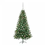 vidaXL Künstlicher Weihnachtsbaum mit LEDs & Kugeln Grün 180 cm