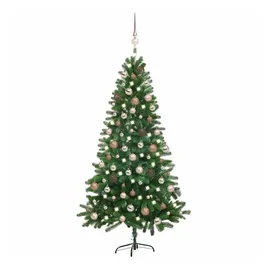 vidaXL Künstlicher Weihnachtsbaum mit LEDs & Kugeln Grün 180 cm