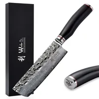 Wakoli EBO Damast Nakirimesser I 16,5 cm Klinge I schwarzer Eichenholzgriff