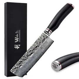 Wakoli EBO Damast Nakirimesser I 16,5 cm Klinge I schwarzer Eichenholzgriff