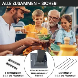 Brast Pavillon Aluminium Pagode 3,5 x 3,5 m inkl. Moskitonetz Dunkelgrau