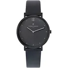 Pierre Cardin Herren Armband-Uhr analoge Quarz-Uhr mit Leder-Armband 3ATM 39mm CBV.1021 Schwarz - One-Size