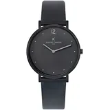 Pierre Cardin Herren Armband-Uhr analoge Quarz-Uhr mit Leder-Armband 3ATM 39mm CBV.1021 Schwarz - One-Size