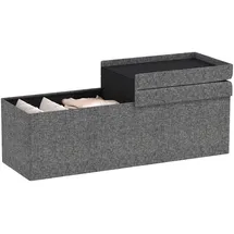 Homcom Sitzbank mit Stauraum, faltbar Polsterbank mit separaten Behältern, Bettbank mit Leinenoptik, Sitztruhe für Flur Schlafzimmer Wohnzimmer, 110 x 38 x 38 cm Dunkelgrau