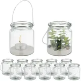 Relaxdays Windlicht 12er Set Glas Silber/Transparent