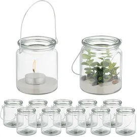 Relaxdays Windlicht 12er Set Glas Silber/Transparent