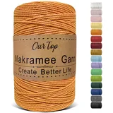 OurTop Premium Makramee Garn Gelb, 2mm x 500m Macrame Cord Makramee Schnur Makramee Kordel, Garn für DIY Handwerk, Weben Dekoration, Hängepflanze Pflanze Aufhänger